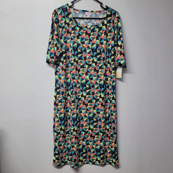 Lularoe Julia Dress Geometric Short Sleeve Womens 3XL Plus Size Soft Long Maxi - Picture 8 of 8
